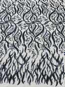 JEWEL VINE BEADED LACE ON MESH FABRIC (By The Yard)