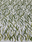 JEWEL VINE BEADED LACE ON MESH FABRIC (By The Yard)