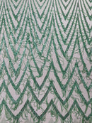 GEOMETRIC BEADED FRINGE DESIGN ON A MESH FABRIC (By The Yard)