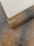 Glossy Two Tone Gator Fake Leather Upholstery, 3D Crocodile Skin Texture Faux Leather PVC Vinyl, 54" Wide