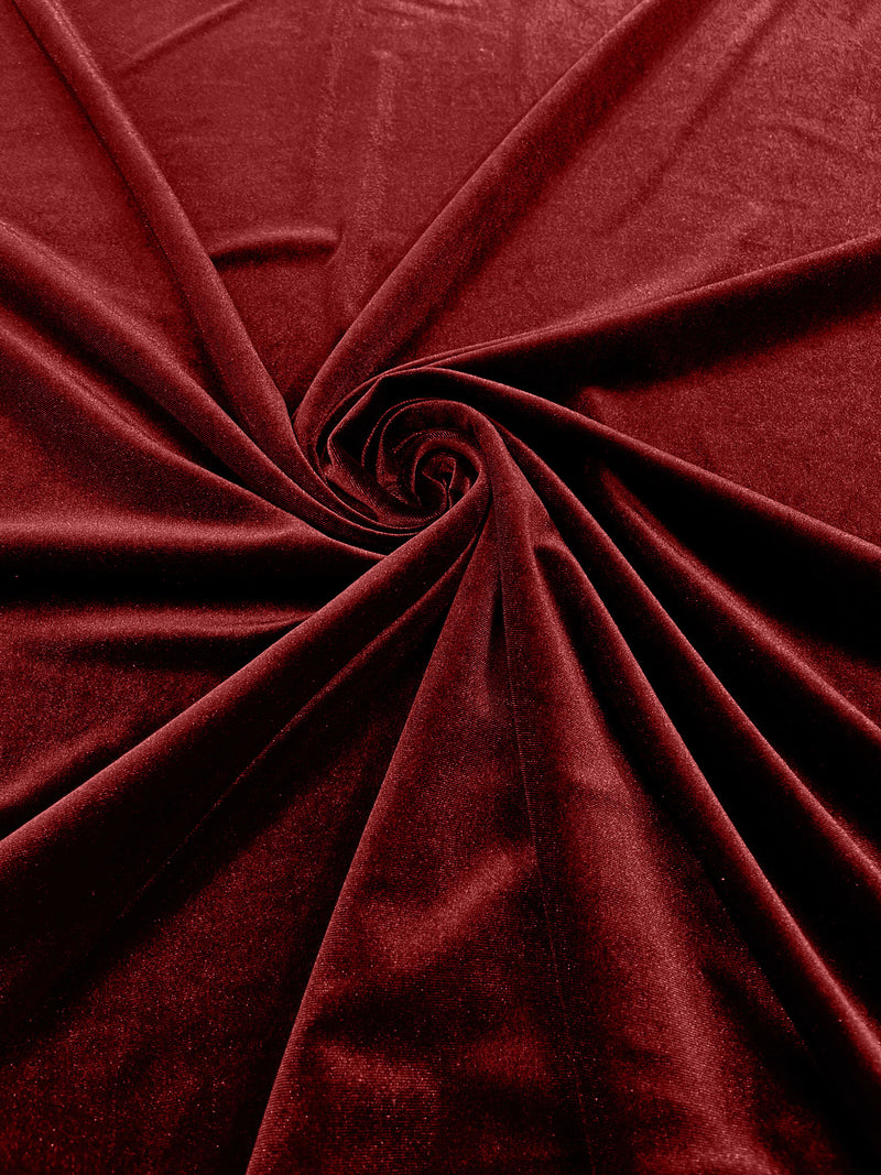 Burgundy Luxury Stretch Velvet Fabric _ Spandex Fabric