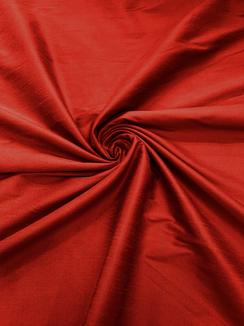 Apple Red - Polyester Dupioni Faux Silk Fabric/ 55” Wide/Wedding Fabric/Home Decor.