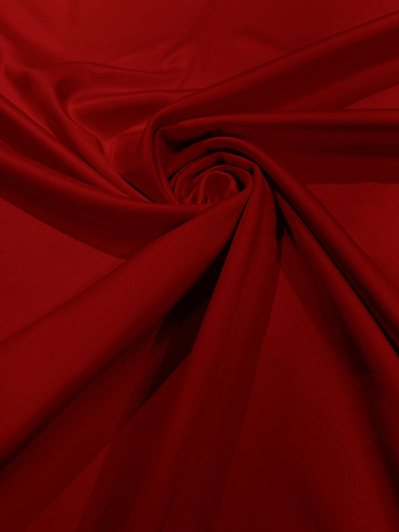 Apple Red Solid Matte Stretch L'Amour Satin Fabric 95% Polyester 5% Spandex, 58" Wide/ By The Yard.