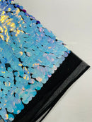 JUMBO OVAL SEQUINS ON MESH FABRIC (By The Yard)