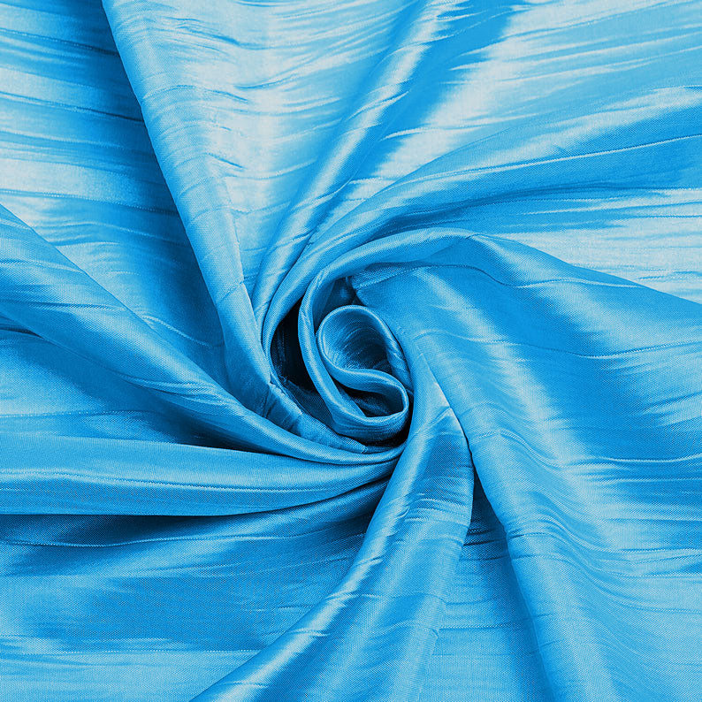 Aqua Blue - Crushed Taffeta Fabric - 54" Width - Creased Clothing Decorations Crafts - Sold By The Yard