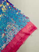 JUMBO OVAL SEQUINS ON MESH FABRIC (By The Yard)