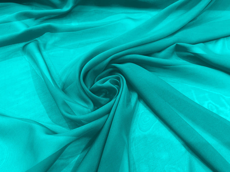 Aqua Green 58/60" Wide 100% Polyester Soft Light Weight, Sheer, See Through Chiffon Fabric Sold By The Yard.