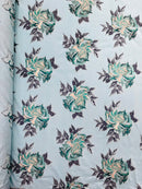 Multi Floral Color Jacquard Satin, Sold by The Yard.
