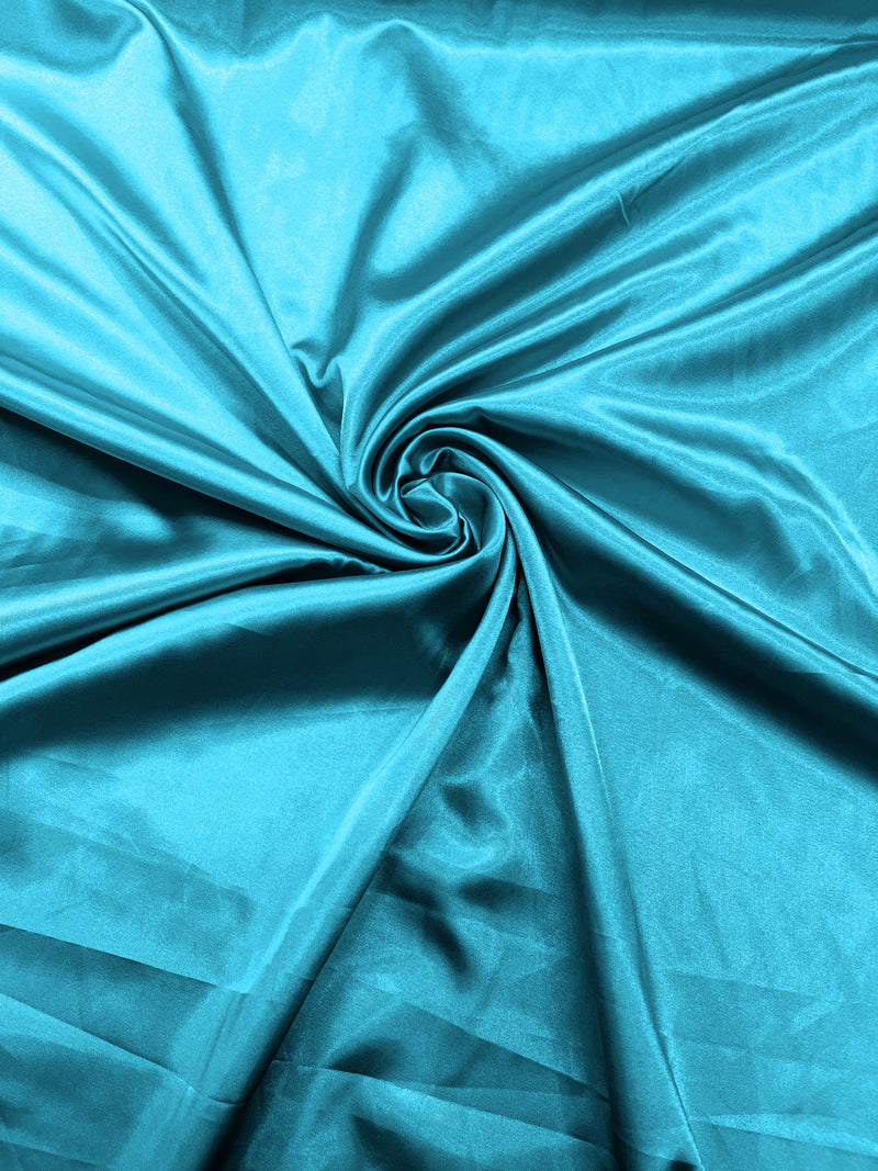 Aqua Blue Stretch Charmeuse Satin Fabric 58" Wide/Light Weight Silky Satin/Sold By The Yard