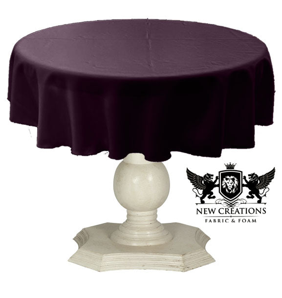 Tablecloth Solid Dull Bridal Satin Overlay for Small Coffee Table Seamless. Aubergine