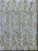 Vine Glitter Design On A Mesh Lace Fabric/Prom