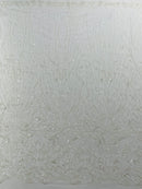 GEOMETRIC BEADED DESIGN ON A MESH LACE FABRIC (By The Yard)