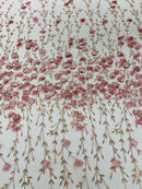 Satin 3D floral glitter sequin fabric/prom/wedding lace/costume/apparel.