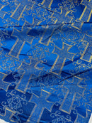 METALLIC BIG CROSS JACQUARD SATIN FABRIC (by the yard)
