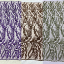 Feather and Vine Beaded Lace Fabric, by The Yard