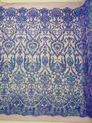 KING DAMASK SEQUIN STRETCH MESH FABRIC (By The Yard)