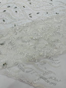 JEWEL VINE BEADED LACE ON MESH FABRIC (By The Yard)