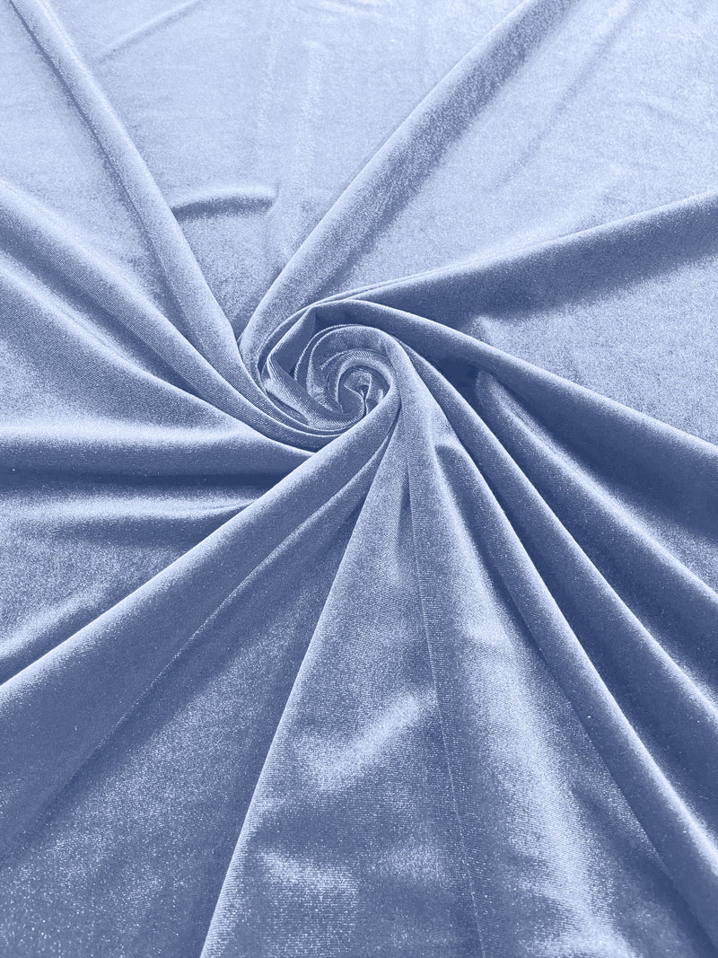 Baby Blue Solid Stretch Velvet Fabric  58/59" Wide 90% Polyester/10% Spandex By The Yard.