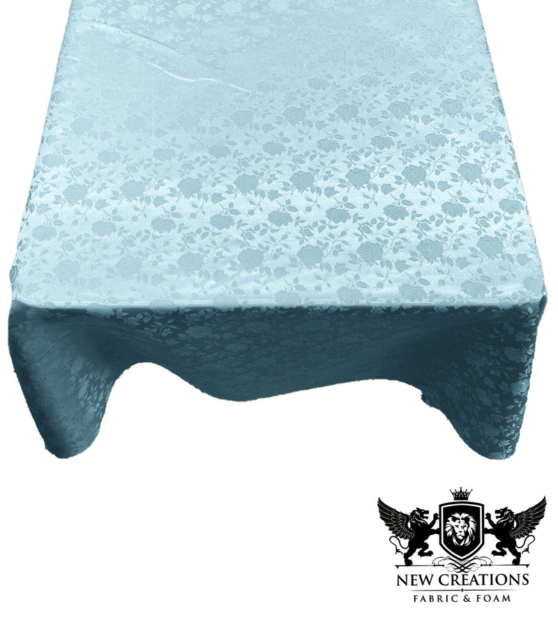 Square Tablecloth Roses Jacquard Satin Overlay for Small Coffee Table Seamless. (58" Inches x 58" Inches)