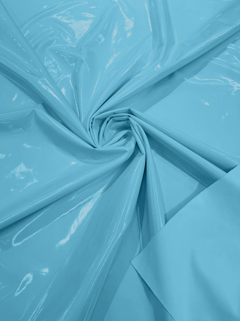 Baby Blue - Spandex Shiny Vinyl Fabric (Latex Stretch) - Sold By The Yard