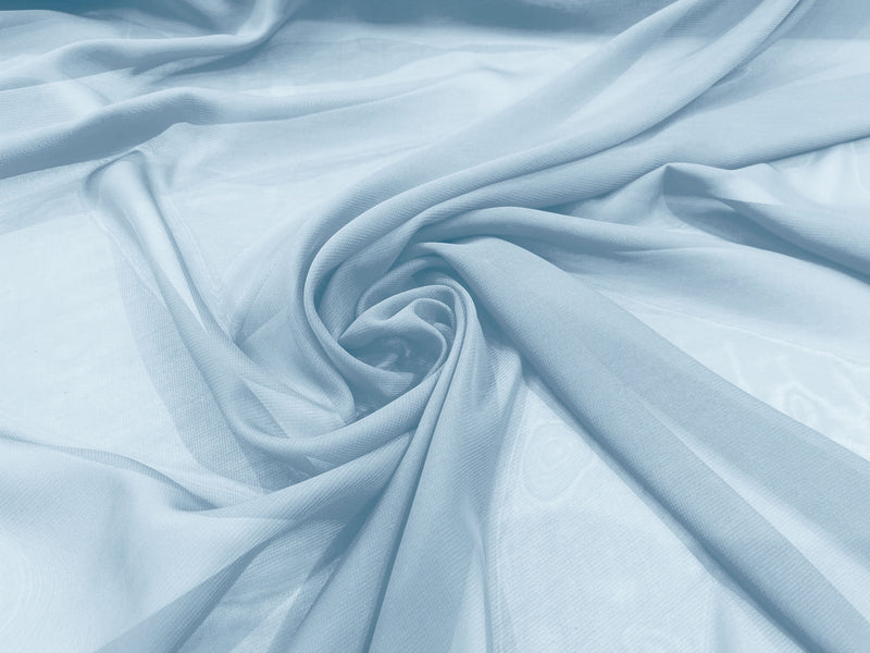 Baby Blue 58/60" Wide 100% Polyester Soft Light Weight, Sheer, See Through Chiffon Fabric Sold By The Yard.