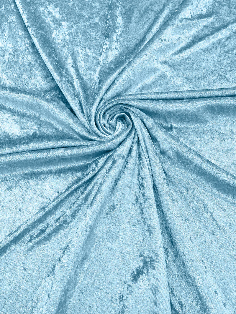 Baby Blue Crushed Stretch Panne Velvet Velour Fabric, 59/60" Wide, Sold By The Yard.