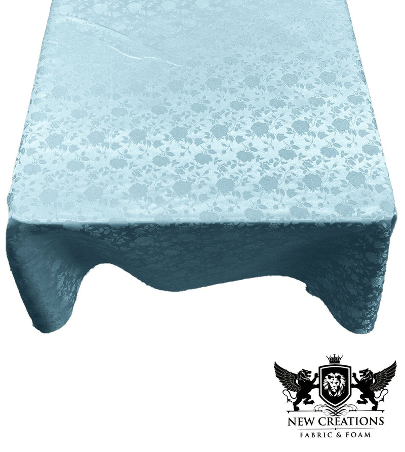 Square Tablecloth Roses Jacquard Satin Overlay for Small Coffee Table Seamless. (54" Inches x 54" Inches)