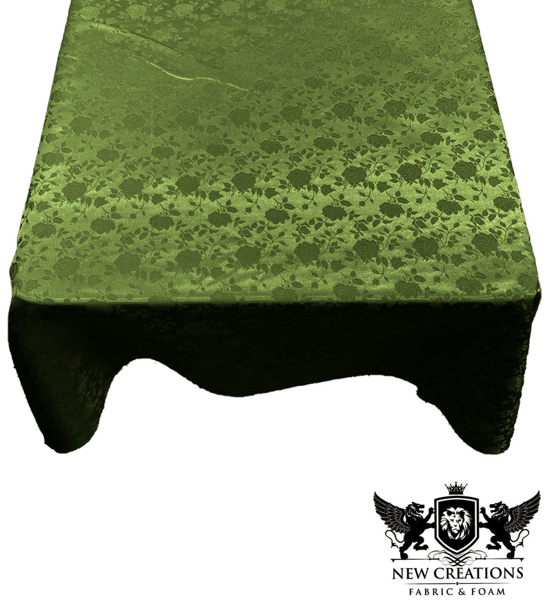 Square Tablecloth Roses Jacquard Satin Overlay for Small Coffee Table Seamless. (45" Inches x 45" Inches)