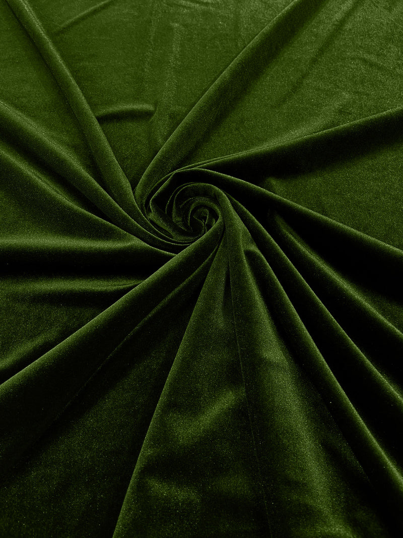 Bamboo Green Solid Stretch Velvet Fabric  58/59" Wide 90% Polyester/10% Spandex By The Yard.