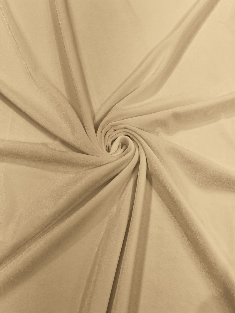 Beige Solid Stretch Velvet Fabric  58/59" Wide 90% Polyester/10% Spandex By The Yard.