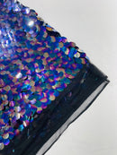 JUMBO OVAL SEQUINS ON MESH FABRIC (By The Yard)