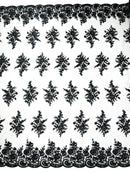 Floral corded embroider with sequins on a mesh lace fabric-prom-sold by the yard.