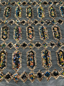 JEWEL SEQUIN STRETCH MESH  FABRIC (By The Yard)