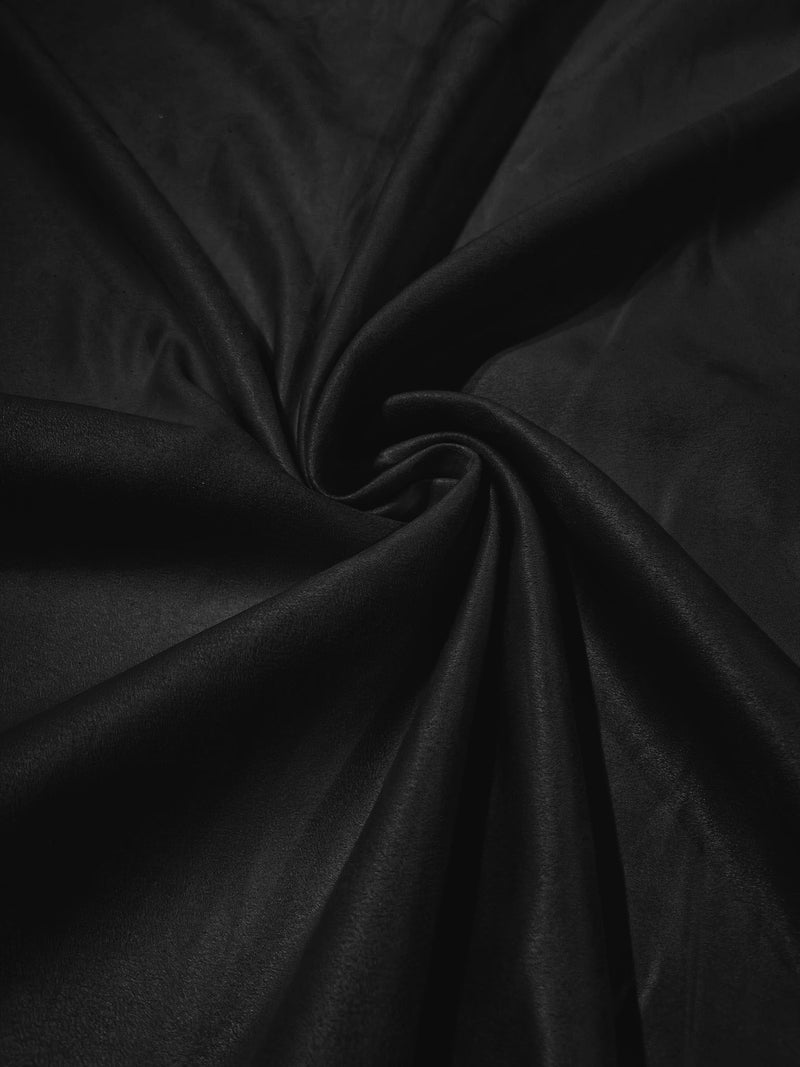 Black Faux Suede Polyester Fabric | Microsuede | 58" Wide.