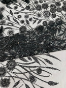 Luxury 3D Floral/Butterfly Beaded lace, by The Yard.