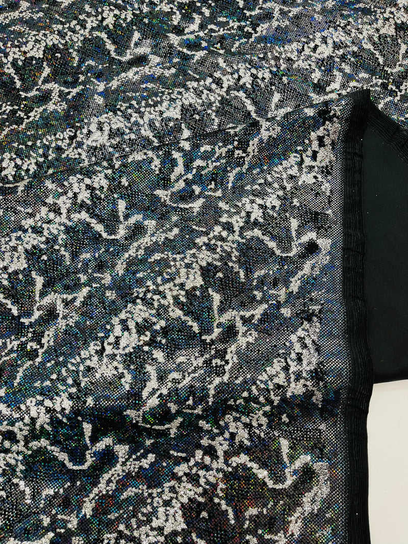Snake Design Shattered Glass Nylon Spandex Fabric, 4-Way Stretch, by The Yard.