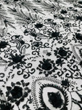 Floral 3D Palm Damask with Glitter in a Mesh Lace- Sold by the yard.