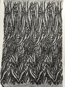 Vine/Root Sequin 4 Way Stretch Mesh Fabric, by The Yard.