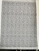 Sparkling Glitter Beads Sequin Fabric, Wave Design, Fabric Embroidered on a Mesh Lace Wedding Bridal Dress.