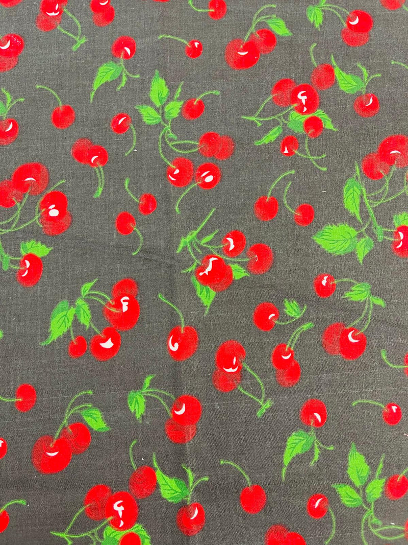 CHERRY FRUIT POLY COTTON (by the yard)