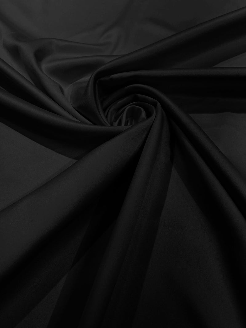 Black Solid Matte Lamour Satin Duchess Fabric Bridesmaid Dress 58" Wide/Sold By The Yard