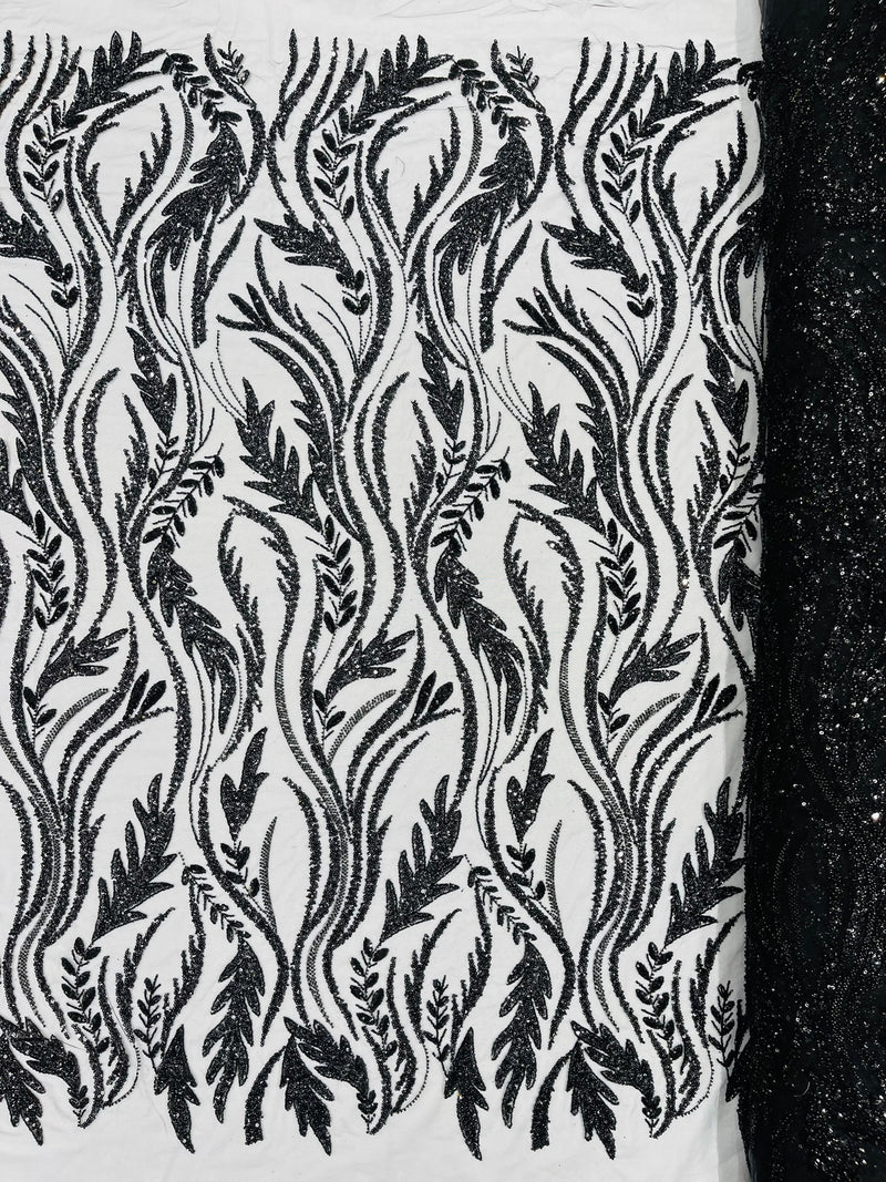 Luxury Festival Beaded Vine Lace Fabric, by The Yard.