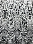 Modern Luxury Beaded Fabric Embroidered on a Mesh Lace, Sold by The Yard.