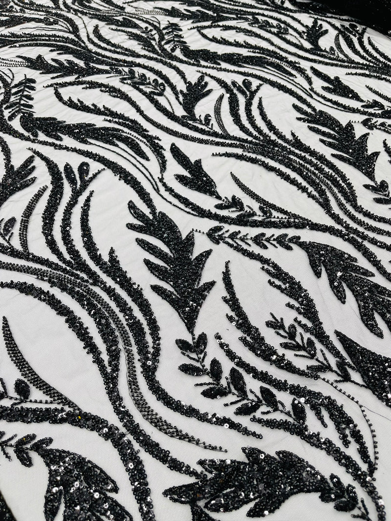 Luxury Festival Beaded Vine Lace Fabric, by The Yard.