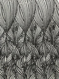 Geometric Feather wing shiny sequin design on a 4 way stretch mesh Fabric-old by the yard.