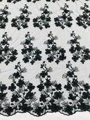 Multi Color 3D Floral Design Embroider with Pearls in a Mesh Lace Fabric -Sold by the yard.