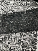 Modern Luxury Beaded Fabric Embroidered on a Mesh Lace, Sold by The Yard.