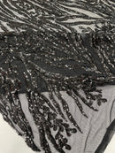 Vine/Root Sequin 4 Way Stretch Mesh Fabric, by The Yard.