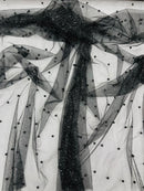 Pearl Glitter Studded Mesh, 2-Way Stretch Shimmer Mesh Fabric, Sold by the yard.