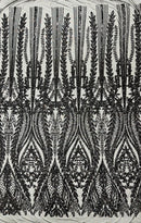 Damask design with sequins embroider on a 4 way stretch mesh fabric (By The Yard)